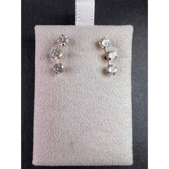 10k Yellow Gold CZ Earrings 2.45ctw - Picture 1 of 14